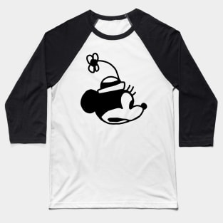 Running Cartoon Girl Mouse Portrait from Steamboat Willie Baseball T-Shirt